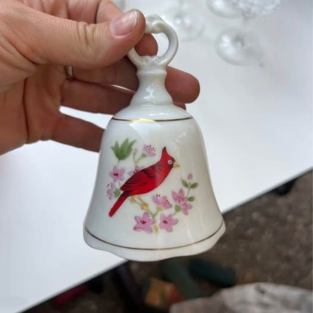 Vintage Porcelain Cardinal Bird Bell